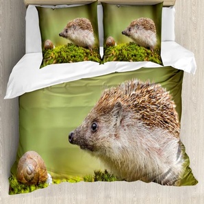 ABAKUHAUS Igel Bettbezugs Set Für Doppelbetten, Schnecke Natur Tiere Spitzen, Milbensicher Allergiker geeignet mit Kissenbezügen, Mehrfarbig nevde_47195_200x200_de