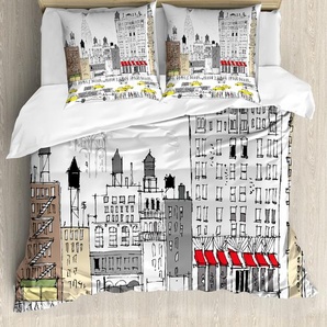 ABAKUHAUS Stadt-Liebe Bettbezug, Busy City Traffic Jam, Milbensicher Allergiker geeignet mit Kissenbezügen, 155 cm x 220 cm - 80 x 80 cm, Mehrfarbig nevde_2823_155x220_de