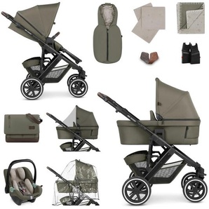 ABC Design Kinderwagenset Salsa 4 Air Starter Set, Olivgrün, Textil, 35x110x77 cm, EN 1888, UV 50+, Reach, ECE R 129 i-Size, abnehmbarer und waschbarer Bezug, Sonnendach, integriertes Gurtsystem, 3-Punkt-Gurt, integrierte Beleuchtung,5-Punkt-Gurt,