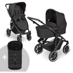 ABC Design Kombikinderwagen Salsa 4 Air inkl. Winterfußsack, Schwarz, Textil, 63x101x95 cm, EN 1888, Feststellbremse, Fußstütze abklappbar, Federung,