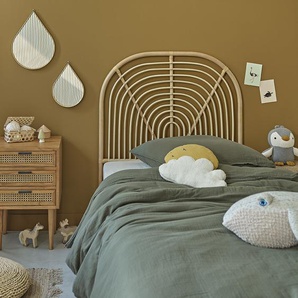 Abgerundetes Kopfteil für Kinderbett aus Rattan 90 cm