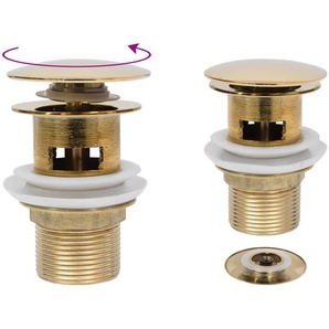 vidaXL Ablaufgarnitur mit Überlauf Golden 6,4x6,4x9,1 cm