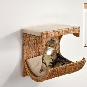 ABUKI Katzen-Wandregal Cäsar Tierbetten LxBxH: 33x40x35 cm, Kissenbezug aus Baumwolle, gratis Kratzmatte Gr. B/H/L: 40 cm x 35 cm x 33 cm, beige (natur, kissen rohweiß) Katzenkörbe -kissen