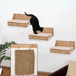 ABUKI Katzen-Wandregal Fenja Tierbetten LxBxH: 40x25x15 cm, Kissenbezug aus Baumwolle, gratis Kratzmatte Gr. B/H/L: 25 cm x 15 cm x 40 cm, beige (natur) Katzenkörbe -kissen