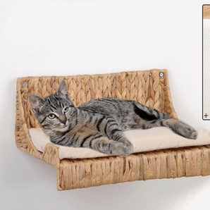ABUKI Katzen-Wandregal Wasserhyazinthe Tierbetten LxBxH: 40x25x15 cm, Kissenbezug aus Baumwolle, gratis Kratzmatte Gr. B/H/L: 25 cm x 15 cm x 40 cm, beige (natur) Katzenkörbe -kissen