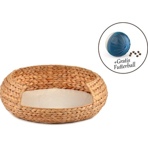 ABUKI Tierkorb Bira G Tierbetten LxBxH: 54x54x18 cm, Kissenbezug aus Baumwolle, gratis Futterball Gr. B/H/L: 54 cm x 18 cm x 54 cm, beige (natur) Katzenkörbe -kissen