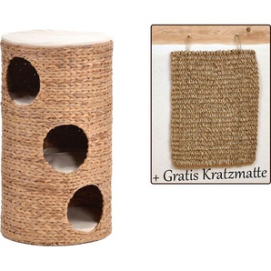 ABUKI Tierkorb Oxana Tierbetten LxBxH: 40x40x73 cm, Kissenbezug aus Baumwolle, gratis Kratzmatte Gr. B/H/L: 40 cm x 73 cm x 40 cm, beige (natur) Katzenkörbe -kissen