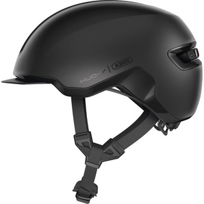 ABUS Fahrradhelm HUD-Y - mit magnetischem, aufladbarem LED-Rücklicht & Magnetverschluss - Stilsicherer Urban-Helm für den Alltag - für Damen und Herren - Schwarz Matt, Größe L (57-61 cm) 66844