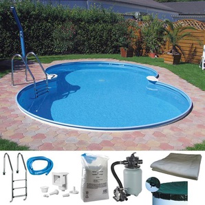 Achtformpool MYPOOL Schwimmbecken Gr. B/H/L: Breite 525 cm x Höhe 110 cm x Länge 320 cm, 20000 l, weiß Achtformpools Mit Stanzung in der Stahlwand für Einbauskimmer und Einlaufdüse