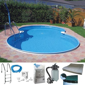 Achtformpool MYPOOL Schwimmbecken Gr. B/H/L: Breite 625 cm x Höhe 110 cm x Länge 360 cm, 10000 l, weiß Achtformpools Mit Stanzung in der Stahlwand für Einbauskimmer und Einlaufdüse