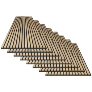 ACOUS Schallschutzpaneel acous PROFESSIONAL Eiche Paneele 15 Echtholz-Dekoleisten mit schwarzem 8 mm Filz-Akustikträger Gr. (8 tlg.), braun (eiche hellbraun) Verblendsteine Paneele