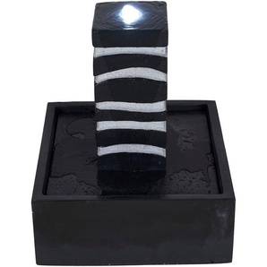 AcquaArte Gartenbrunnen BORGO, 18 cm Breite, Wasserbecken BxT: 50x50 cm, Wasserspiel Dekosäule mit LED in edler Marmoroptik