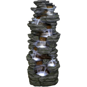 AcquaArte Gartenbrunnen Wasserfall CORTE, Komplettset mit LED-Beleuchtung, Pumpe und Anschlussmaterial