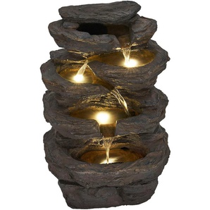 AcquaArte Gartenbrunnen Wasserfall Wasserspiel MIRAS, Komplettset mit LED-Beleuchtung, Pumpe und Anschlussmaterial