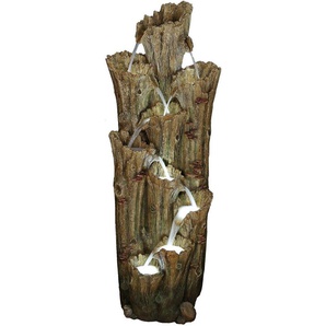 AcquaArte Gartenbrunnen Wasserfall TIROS, Komplettset mit LED-Beleuchtung, Pumpe und Anschlussmaterial