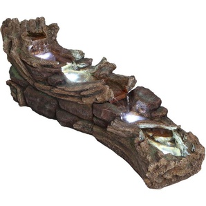 AcquaArte Gartenbrunnen Gartenbrunnen Wasserspiel Wasserfall ARBIA, Komplettset mit LED-Beleuchtung, Pumpe und Anschlussmaterial