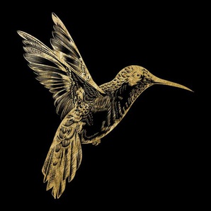 Acrylglasbild LEONIQUE Kolibri - Acrylbilder mit Blattgold veredelt Bilder Gr. B/H: 90 cm x 90 cm, Acrylglasbild mit Blattgold, 1 St., goldfarben (gold) Acrylglasbilder Goldveredelung, Handgearbeitet, Gerahmt, Edel