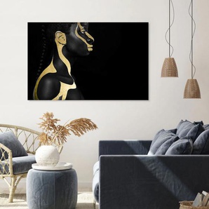 Acrylglasbild QUEENCE Amun-Re Bilder Gr. B/H: 150 cm x 100 cm, Acrylglasbild Frau Querformat, 1 St., goldfarben (schwarz, goldfarben) Acrylglasbilder