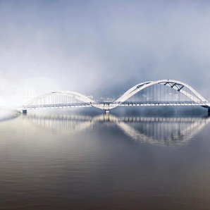 Acrylglasbild QUEENCE Brücke Bilder Gr. B/H/T: 120 cm x 80 cm x 2,4 cm, weiß Acrylglasbilder