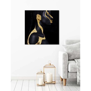 Acrylglasbild QUEENCE Chnum Bilder Gr. B/H: 50 cm x 50 cm, Acrylglasbild Frau quadratisch, 1 St., goldfarben (goldfarben, schwarz) Acrylglasbilder