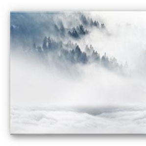 Acrylglasbild WALL-ART Wölfe im Schnee Panorama Bilder Gr. B/H: 100 cm x 40 cm, Panorama, weiß Acrylglasbilder Glasposter modern