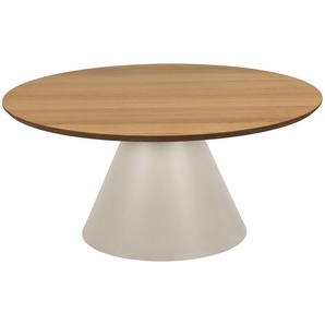 ACTONA GROUP Couchtisch Soli, Rund Couchtisch, Tischplatte matt Eiche, Säule Gestell grau, Ø65x43cm