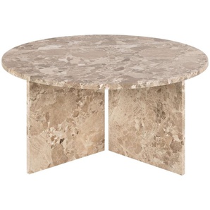ACTONA GROUP Couchtisch Vega, Couchtisch, und V-förmig Gestell matt Latte lackiert Marmor, Ø90x42 cm