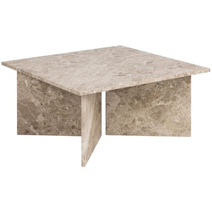 ACTONA GROUP Couchtisch Vega, Couchtisch, V-förmig Gestell,matt Latte lackiert Marmor, 90x90x42 cm