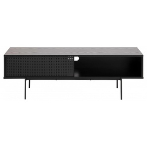 ACTONA GROUP TV-Schrank Angus TV-Bank,TV Tisch mit 1 Schiebetür schwarz. Höhe 44,50 cm