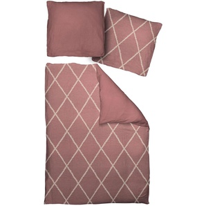 Bettwäsche ADAM Casket Valdelana Gr. B/L: 155 cm x 220 cm (1 St.), B/L: 80 cm x 80 cm (1 St.), Renforcé, rot (kirsche) Renforcé-Bettwäsche mit Rautenmuster