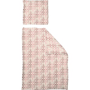 Bettwäsche ADAM Leinenbettwäsche Wave Gr. B/L: 155 cm x 200 cm (1 St.), B/L: 80 cm x 80 cm (1 St.), Jacquard, rosa (rosa, rot) Bettwäsche 155x200 cm nachhaltig aus Bio-Baumwolle