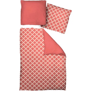 Bettwäsche ADAM Maroccan Shiraz Gr. B/L: 155 cm x 220 cm (1 St.), B/L: 80 cm x 80 cm (1 St.), Renforcé, rot Renforcé-Bettwäsche mit Karomuster