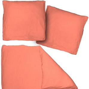 Bettwäsche ADAM Uni Collection Gr. B/L: 135 cm x 220 cm (1 St.), B/L: 80 cm x 80 cm (1 St.), Renforcé, orange Renforcé-Bettwäsche Bettwäsche im Uni Design