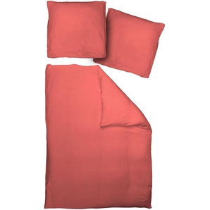 Bettwäsche ADAM Uni Collection Gr. B/L: 135 cm x 220 cm (1 St.), B/L: 80 cm x 80 cm (1 St.), Renforcé, rot Renforcé-Bettwäsche im Uni Design