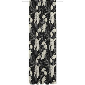 Vorhang ADAM Eden Gardinen Gr. 255 cm, Multifunktionsband, 142 cm, schwarz-weiß (weiß, schwarz) Esszimmergardinen nachhaltig aus Bio-Baumwolle
