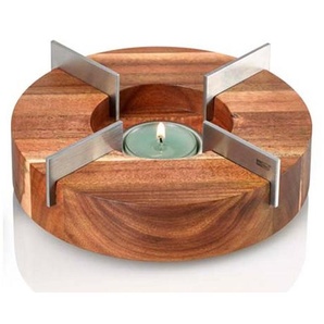 AdHoc Stövchen Tuto, Akazie, Metall, Holz, Akazie, massiv, rund, 5.5 cm, rostfrei, Kaffee & Tee, Tee- & Kaffeezubereitung, Stövchen