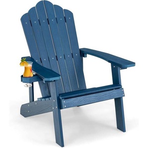 Adirondack Stuhl mit Getränkehalter, wetterfest, 170kg Gartenstuhl, Gartensessel aus Kunststoff, Outdoor-Stuhl für Garten, Terrasse, Navy - Costway
