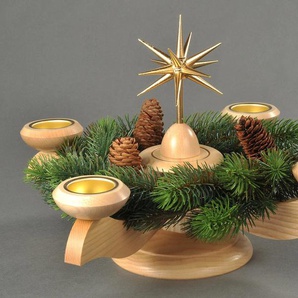 Adventsleuchter ALBIN PREISSLER Weihnachtsstern, Weihnachtsdeko Kerzenhalter Gr. B/H/T: 29 cm x 26 cm x 29 cm, beige (natur) Windlichter Laternen