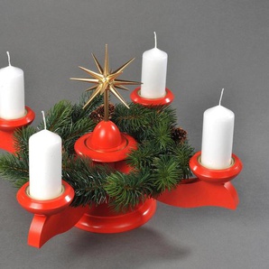 Adventsleuchter ALBIN PREISSLER Weihnachtsstern, Weihnachtsdeko rot Kerzenhalter Gr. B/H/T: 29 cm x 26 cm x 29 cm, rot (rot, goldfarben) Windlichter Laternen