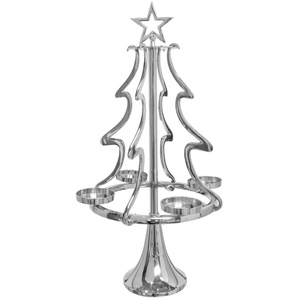 Adventsleuchter MY HOME Tannenbaum, Weihnachtsdeko Kerzenhalter Gr. H: 99,00 cm, silberfarben Windlichter Laternen Kerzenständer aus Aluminium, Höhe 99 cm