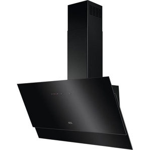 AEG Dunstabzugshaube , Schwarz , Metall, Glas , 89.8x91.5-126.5x41.8 cm , Randabsaugung, elektronische Steuerung, Arbeitsplatzbeleuchtung, Sättigungsanzeige für Metall- und Aktivkohlefilter , Küchen, Küchenelektrogeräte, Dunstabzugshauben