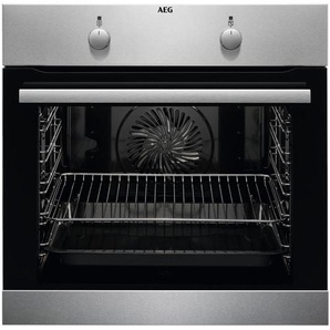 AEG Einbaubackofen , Edelstahl , Metall , A,A , 59.5x59.4x56.7 cm , Elektronikuhr, Kühlgebläse, Versenkknebel , Küchen, Küchenelektrogeräte, Backöfen, Einbaubacköfen