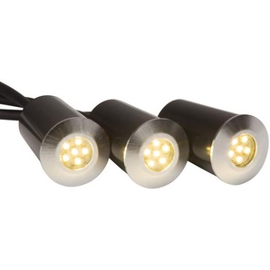 AEG Lampe Albedo LED Außen-Bodeneinbauleuchten 3er-Set alu | 3x 1.2W LED integriert, (80lm, 3000K) | IP-Schutzart: 65 - strahlwassergeschützt