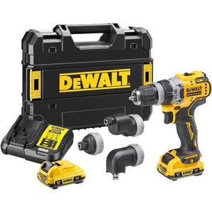 Dewalt - Akku-Bohrschrauber 12V dcd 703 L2T-QW 4 Köpfe mit 2x 3,0 Ah Akkus in T-STAK-Box
