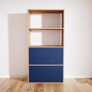 Aktenregal Blau - Flexibles Büroregal: Schubladen in Blau - Hochwertige Materialien - 77 x 156 x 34 cm, konfigurierbar
