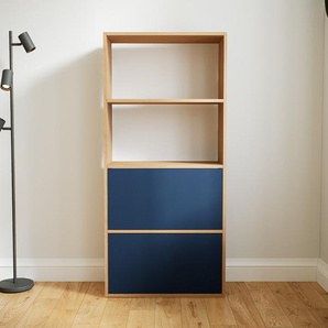 Aktenregal Blau - Flexibles Büroregal: Schubladen in Blau - Hochwertige Materialien - 77 x 156 x 34 cm, konfigurierbar