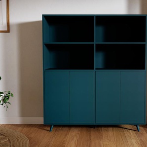 Aktenregal Blaugrün - Flexibles Büroregal: Türen in Blaugrün - Hochwertige Materialien - 151 x 168 x 47 cm, konfigurierbar