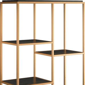 Aktenregal DOREL HOME Quincy Regale Gr. B/H/T: 86,5 cm x 180 cm x 36,5 cm, 7 St. offene Fächer, braun (espresso, gold) Aktenregale Metallregal, modern, Breite 86,5 cm, Höhe 180 cm