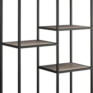 Aktenregal DOREL HOME Quincy Regale Gr. B/H/T: 86,5 cm x 180 cm x 36,5 cm, 7 St. offene Fächer, grau (grau eiche, schwarz) Aktenregale Metallregal, modern, Breite 86,5 cm, Höhe 180 cm