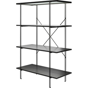 Aktenregal DOREL HOME Wainwright Regale Gr. B/H/T: 79,5 cm x 117 cm x 37 cm, 3 St. offene Fächer, schwarz Aktenregale Oberboden aus Glas, Breite 79,5 cm, Höhe 117 Metallregal